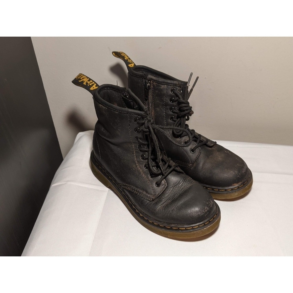Dr Martens 1460 J Black Leather Side Zip Boots‎ Kids US 2